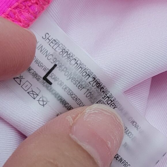 One Piece Swimsuit Y2K Cross Back Adjustable Fiusha Pink Neon V Neck Size L - Picture 7 of 8